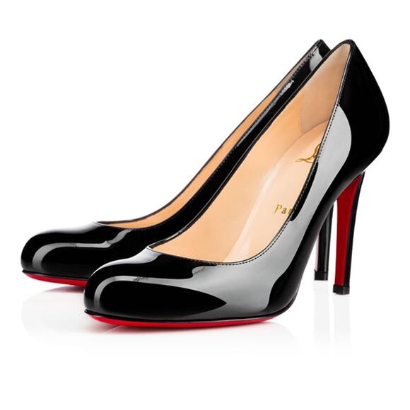Christian Louboutin Simple Pump 100 Black Patent Leather Heels - Picture 1 of 16